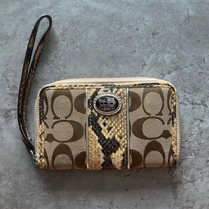 COACH snakeskin wristlet tan/brown clean inside & out! Smoke free environment!